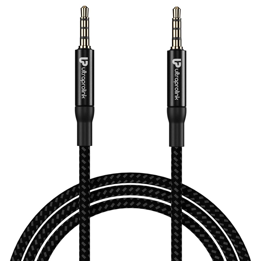 ULTRAPROLINK AudiOX | Stereo Audio Cable | Aux Cable 3.5mm - 3.5mm Male to Male with Gold Plated connectors metal shell | Tangle Free Nylon Braided Cable