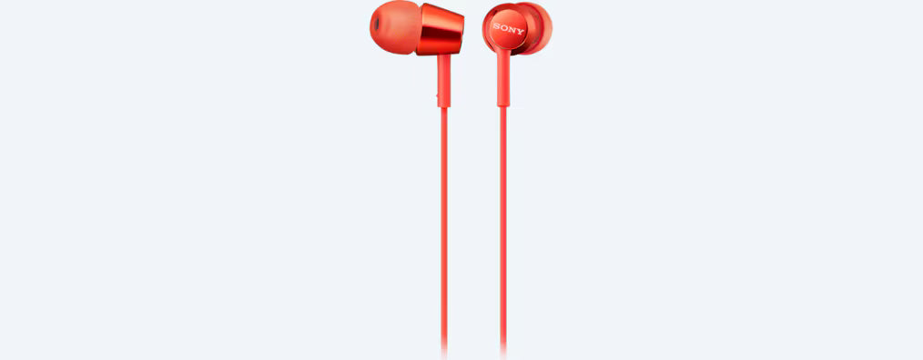 Sony MDR-EX155AP in-Ear Headphones with Mic (Red)