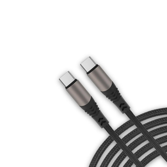 Neopack Duraflex 100W Type C to C Unbreakable Nylon Braided Charing Cable, 480Mbps Speed Data Cable for Apple iPhone 16/15 Series, iPad, Samsung Galaxy, Tablets, Laptops (2 Mtr, Black)