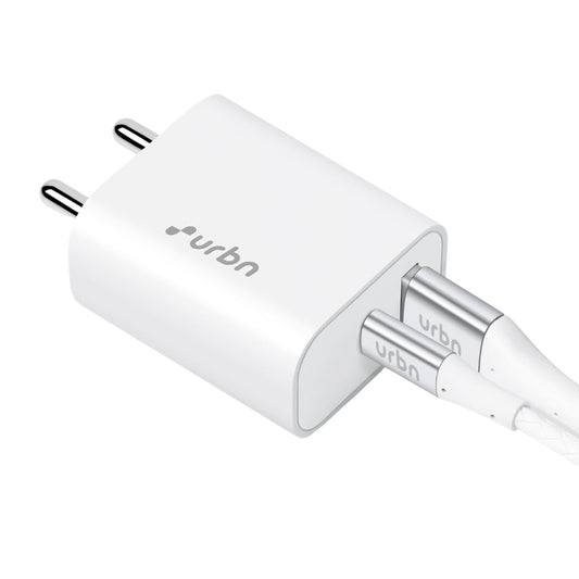URBN 20W Type C QCPD Dual Wall Adapter | Ultra Compact | Made for iPhone, iPads, AirPods & Android | 4-Layer Circuit Protection | Multiprotocol Fast Charge | BIS Certified | Made in India