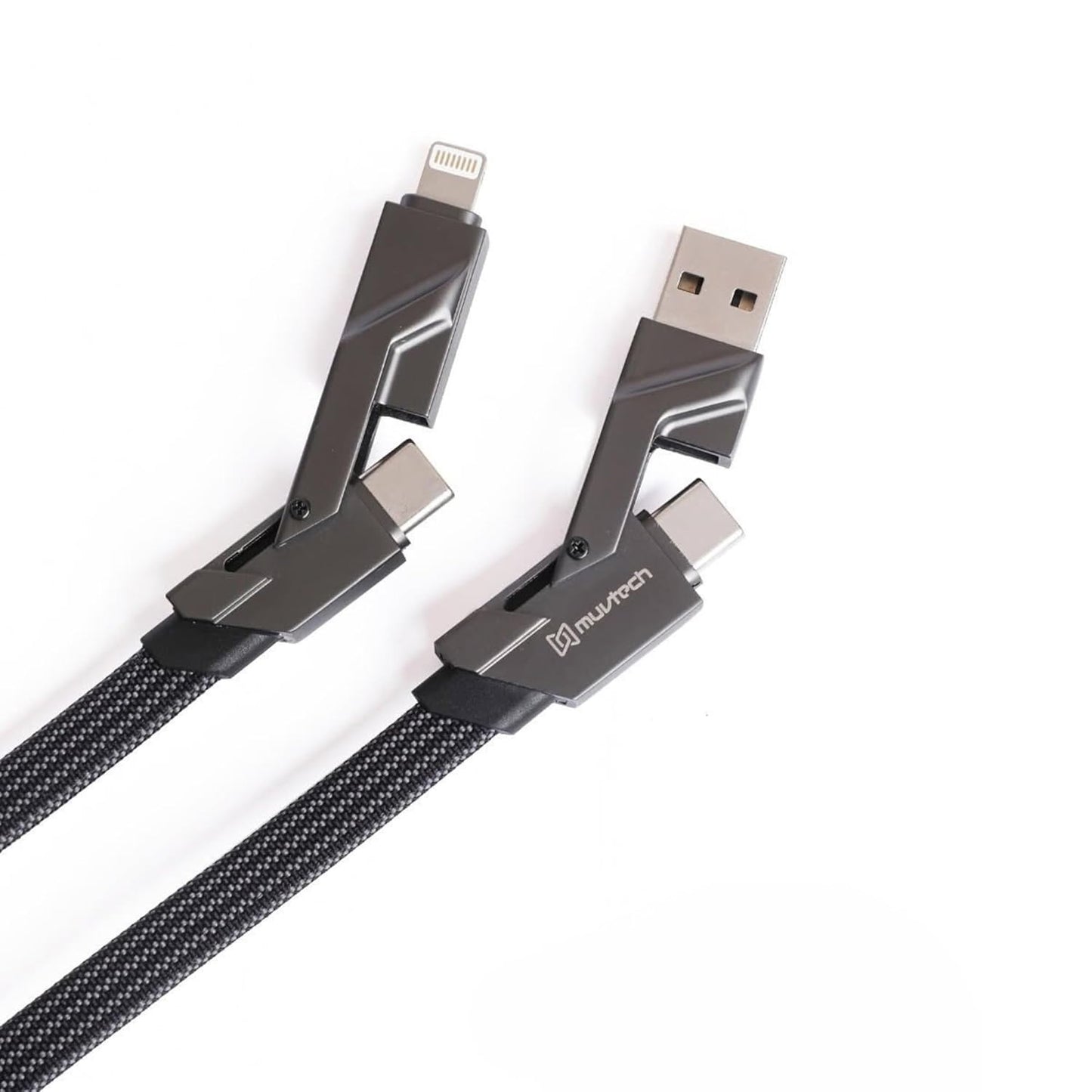 Muvtech Omni 4-in-1 Type-C 100W PD Fast Charging Cable 480Mbps Data Sync| Rapid Charging with CarPlay & Fast Data Transfer | Durable, Multi-Device Compatible Cable for Tablet, Laptop, Smartphone.