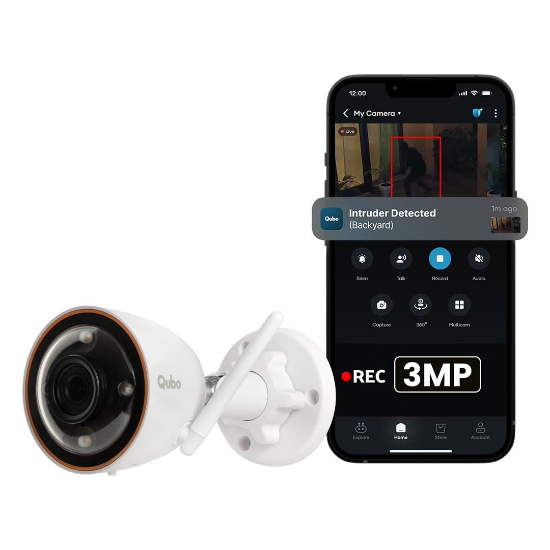 Qubo Smart Outdoor 3MP [2K] WiFi Bullet Camera by Hero Group