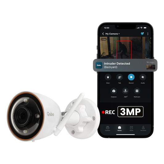 Qubo Smart Outdoor 3MP [2K] WiFi Bullet Camera by Hero Group