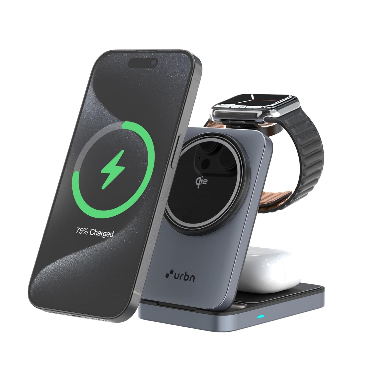 URBN Qi2 Certified 3-in-1 MagSafe Wireless Charging Stand | Foldable Charger