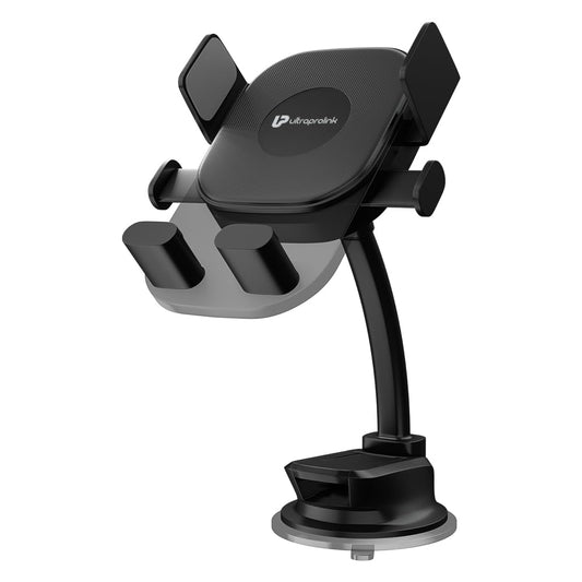 ULTRAPROLINK Drive Safe+|Universal Adjustable Holder Car Mount|Flexible Long arm|One-Touch One-Hand Operated Windscreen Mount for All Smartphones Phones|Made of Premium ABS Material|UM1168