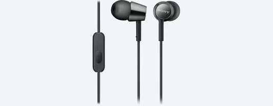 Sony MDR-EX155AP Wired in Ear Headphones with Tangle Free Cable, 3.5mm Jack, Headset with Mic for Phone Calls and 1 Year Warranty - (Black)