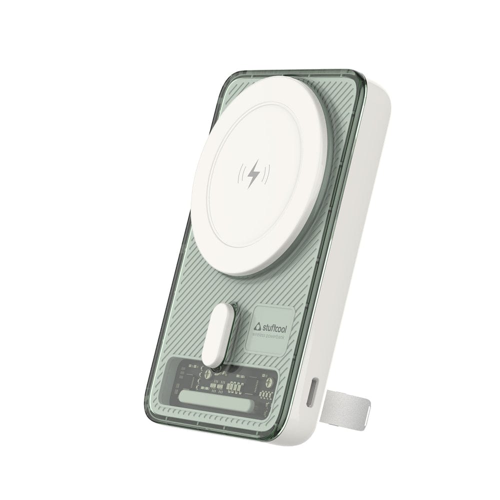Stuffcool Lucid Plus 15W Magnetic Wireless Powerbank with Stand - white